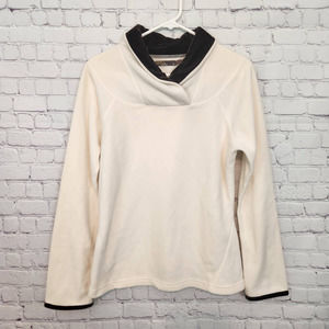 prAna Women's Long Sleeve Collared V-neck Fleece Sweater M